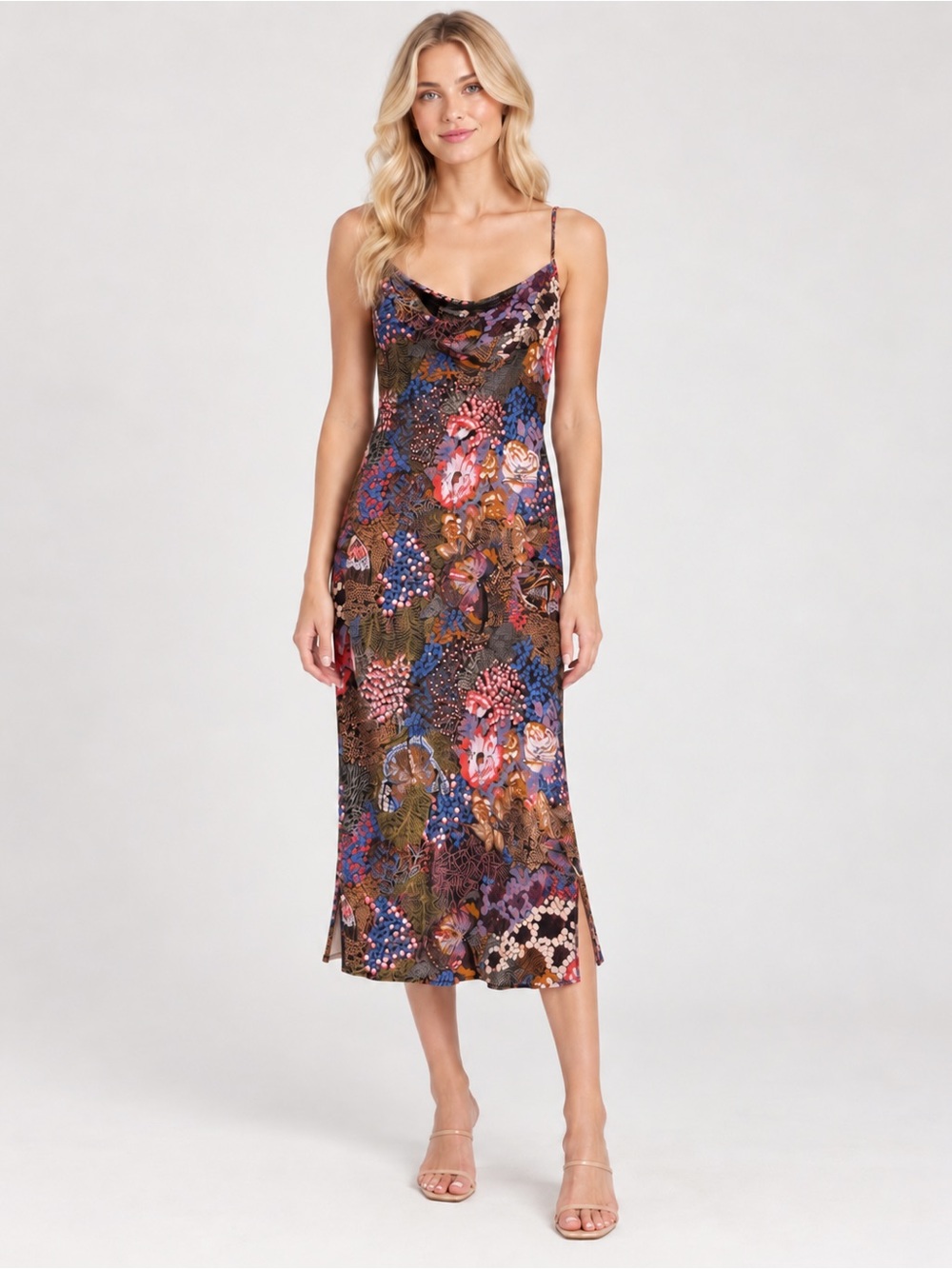 Anthropologie The Elyse floral satin Slip Dress Midi Size Small 57146